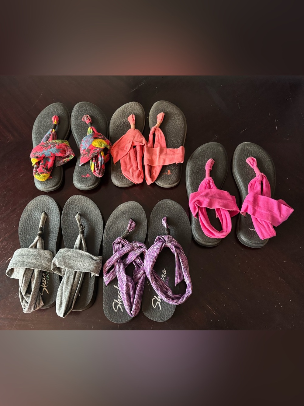 2 Skechers & 3 Sanuk sandals